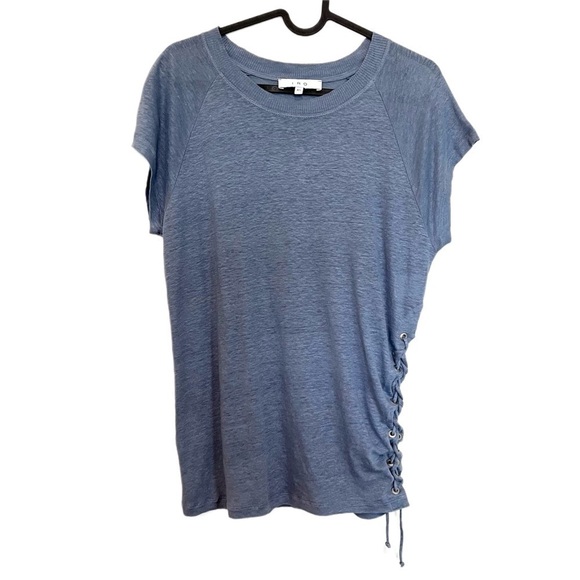IRO Irys 100% Linen Lace Up Side Tee Size XS Periwinkle - Picture 2 of 7